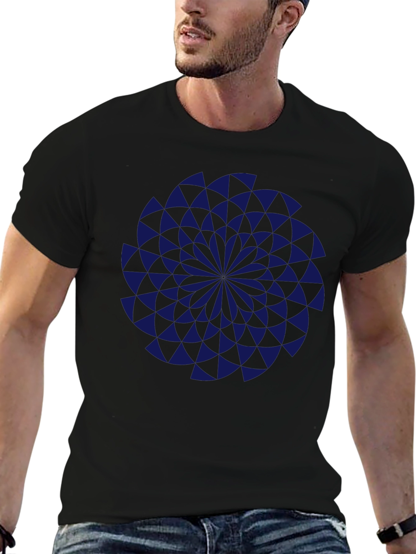 Geometric Vortex Black T-Shirt