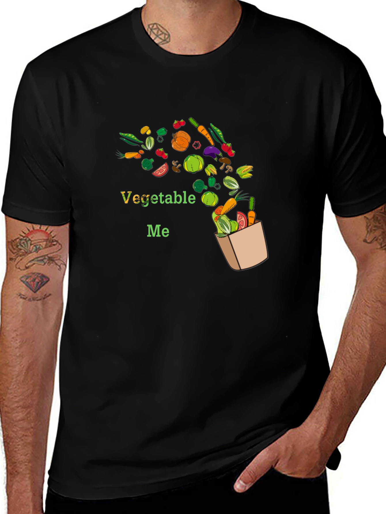Vegetable Me Graphic Tee - Black Cotton Blend