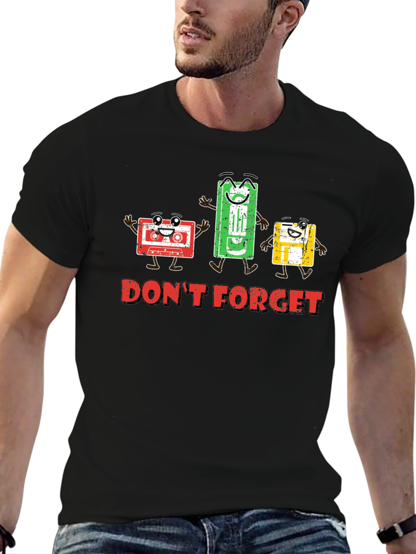 Retro Media Black Graphic Tee: Dont Forget