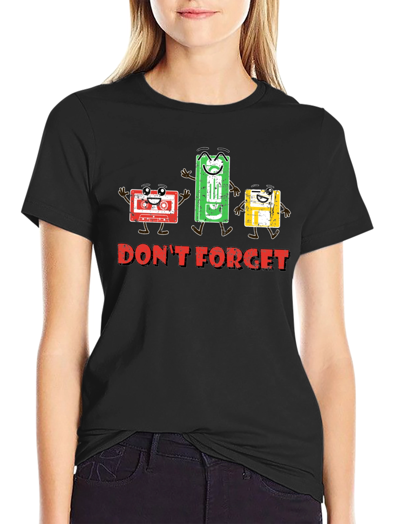 Retro Media Black Graphic Tee: Dont Forget