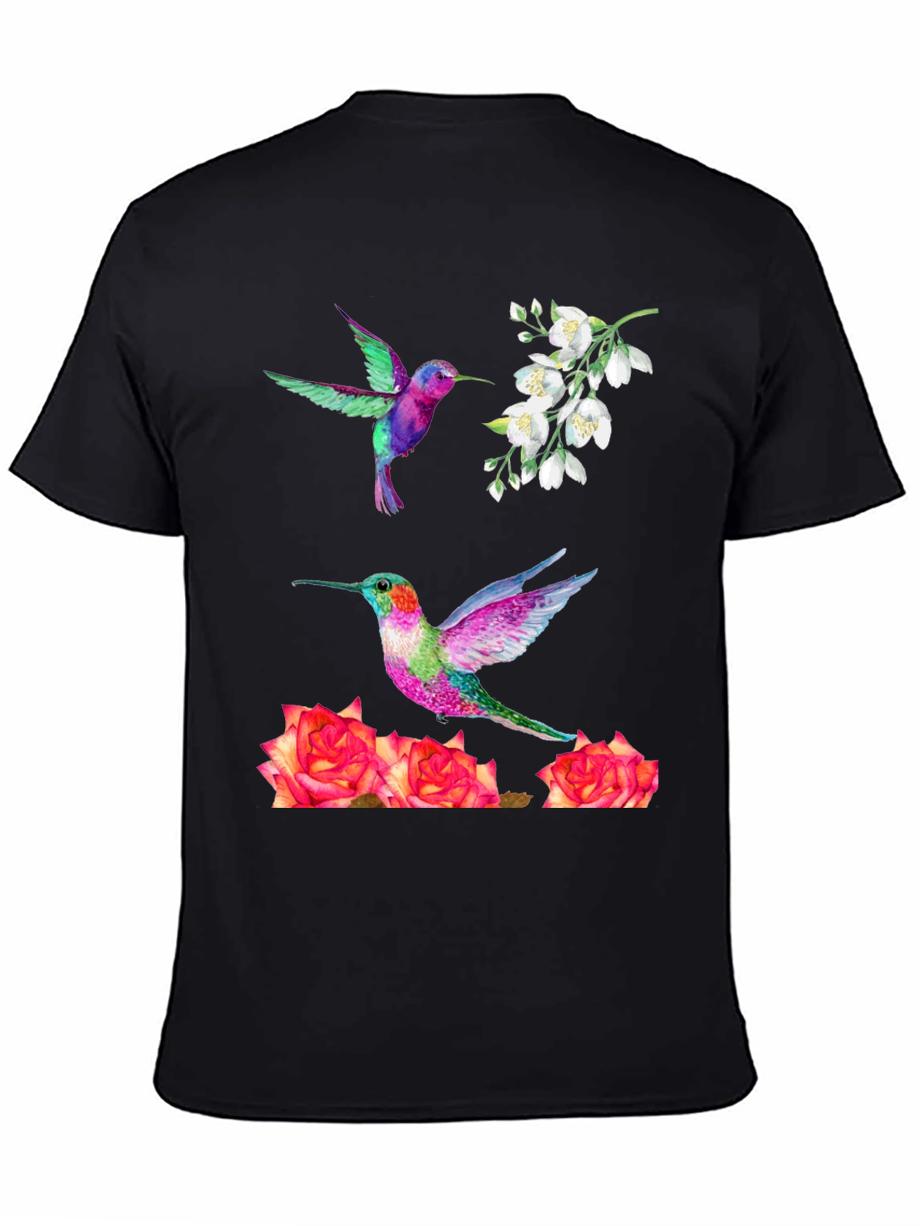 Hummingbird & Floral Print T-Shirt