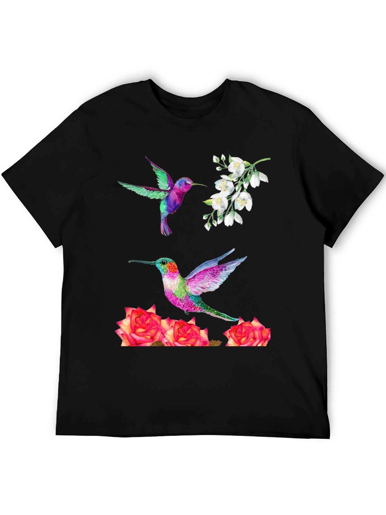 Hummingbird & Floral Print T-Shirt