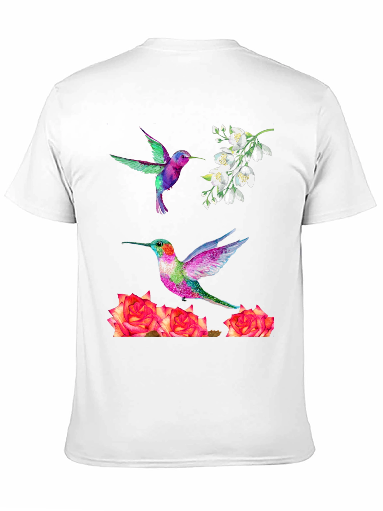 Hummingbird & Floral Print T-Shirt