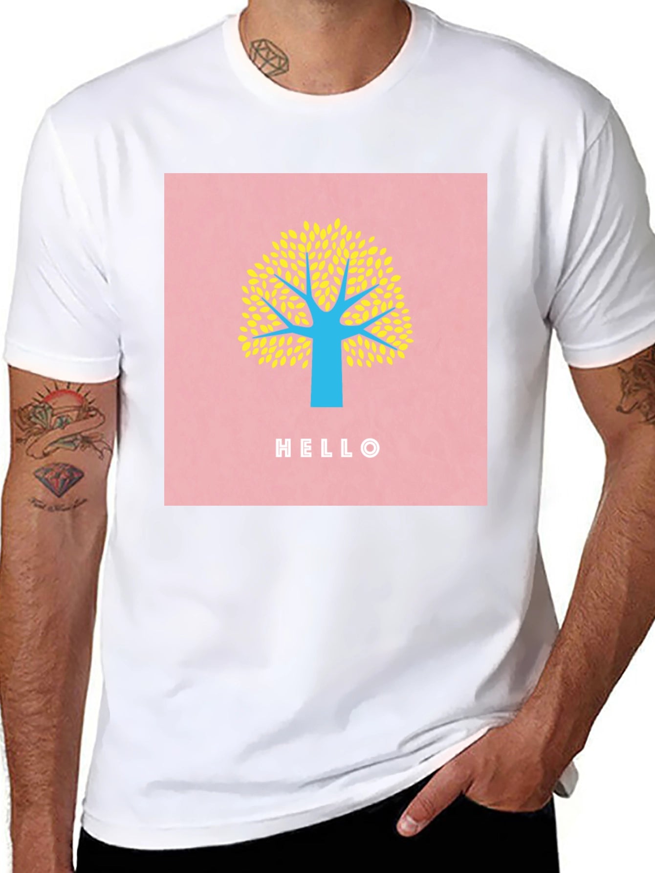 Stylish Tree Graphic Tee - Black