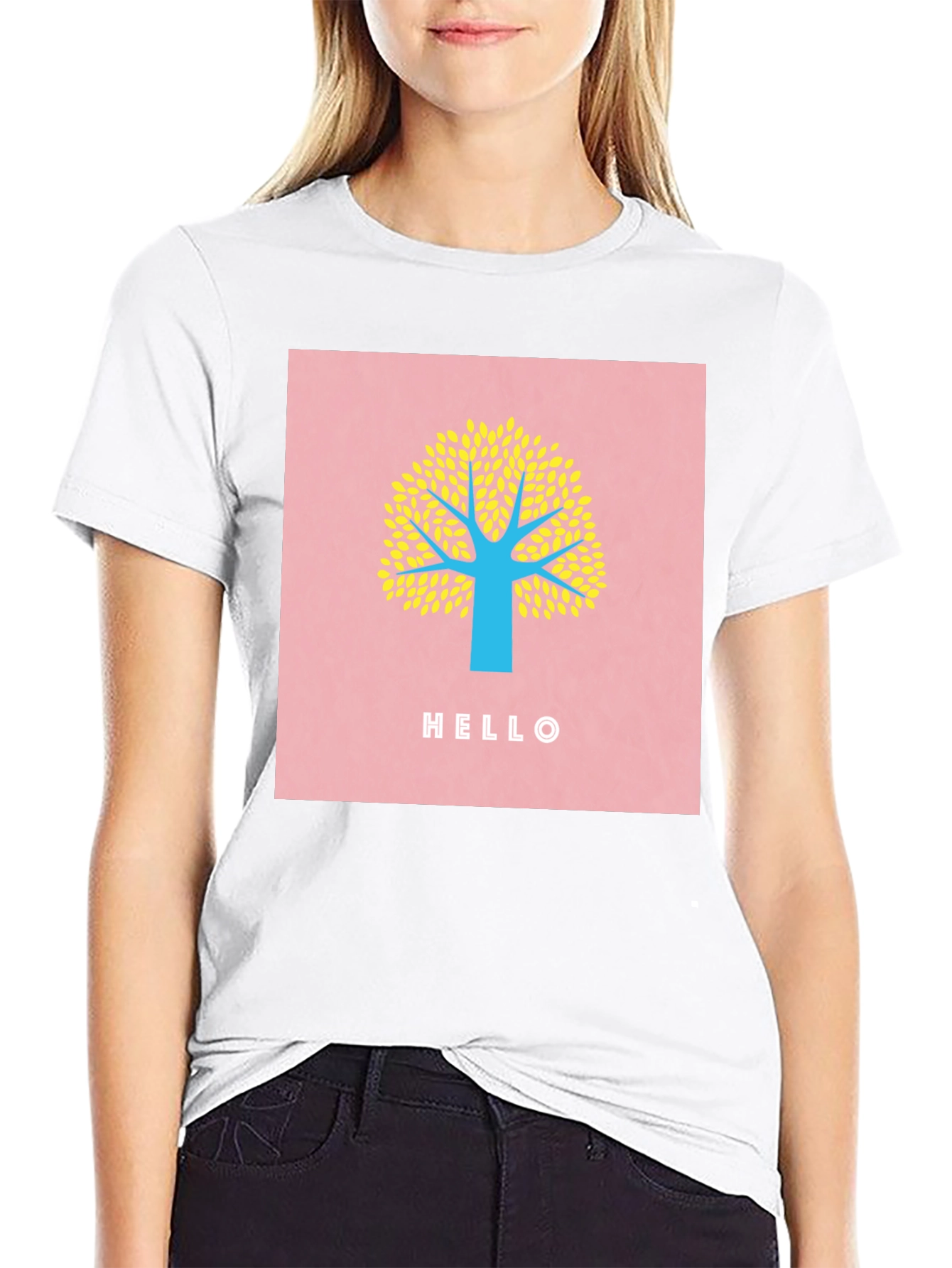 Stylish Tree Graphic Tee - Black
