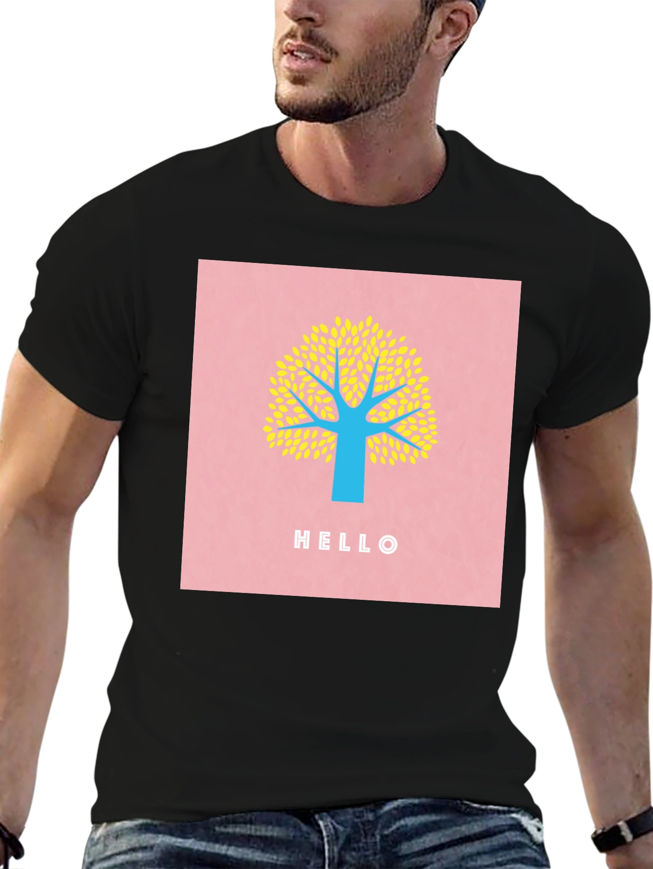 Stylish Tree Graphic Tee - Black