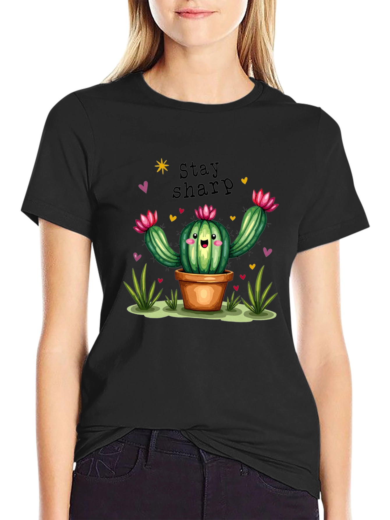 Stay Sharp Cactus Graphic T-Shirt