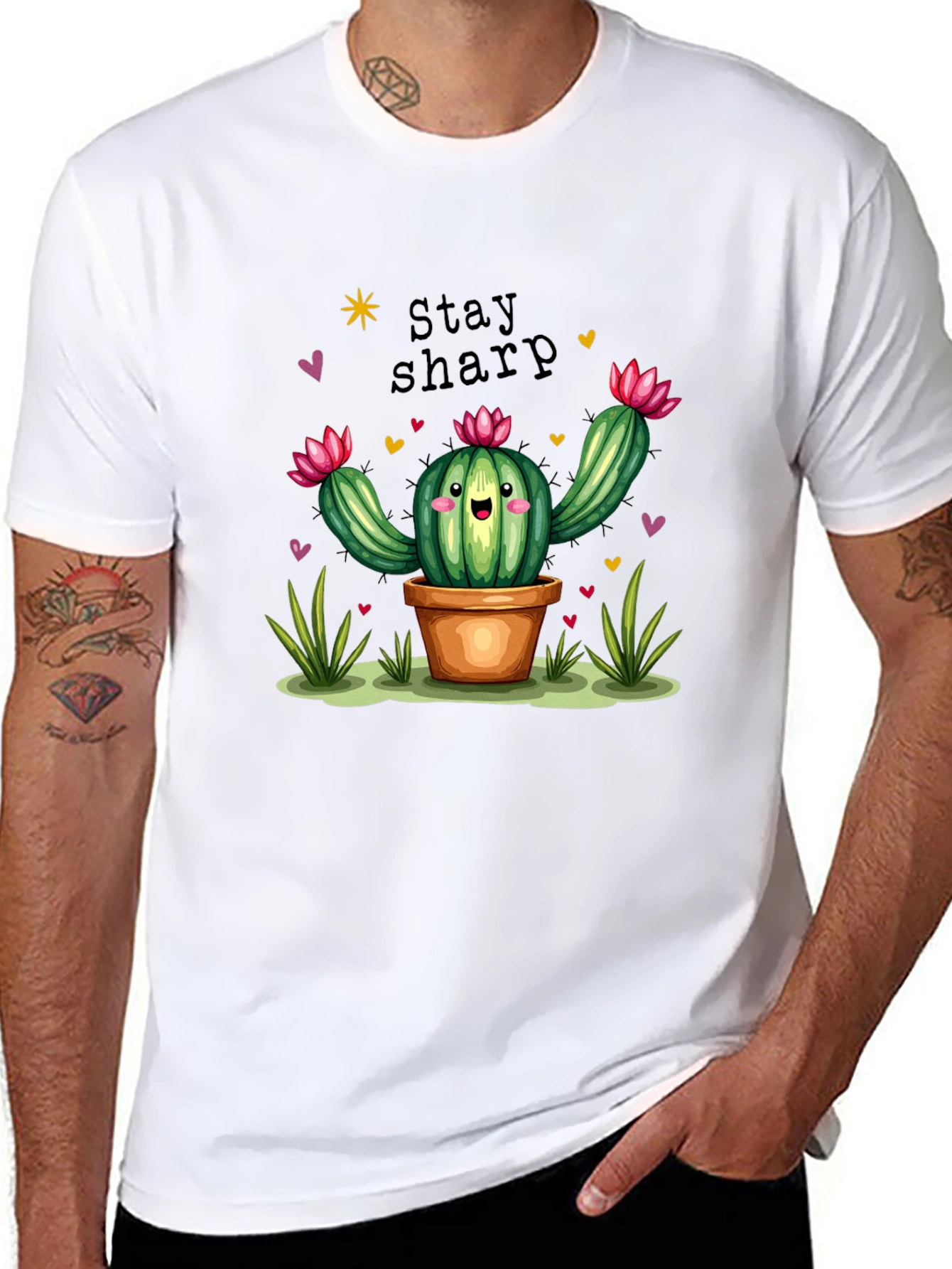 Stay Sharp Cactus Graphic T-Shirt