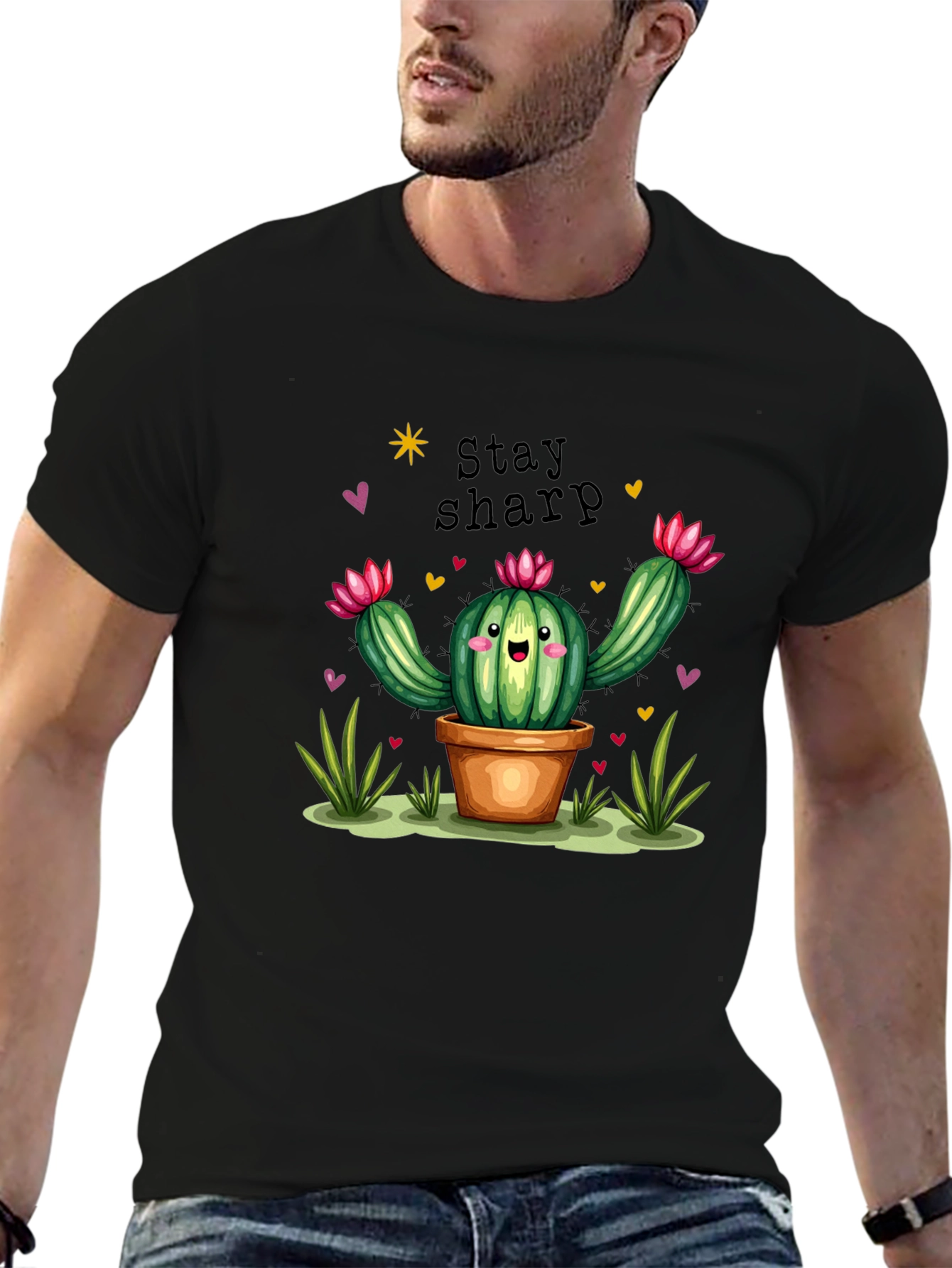 Stay Sharp Cactus Graphic T-Shirt