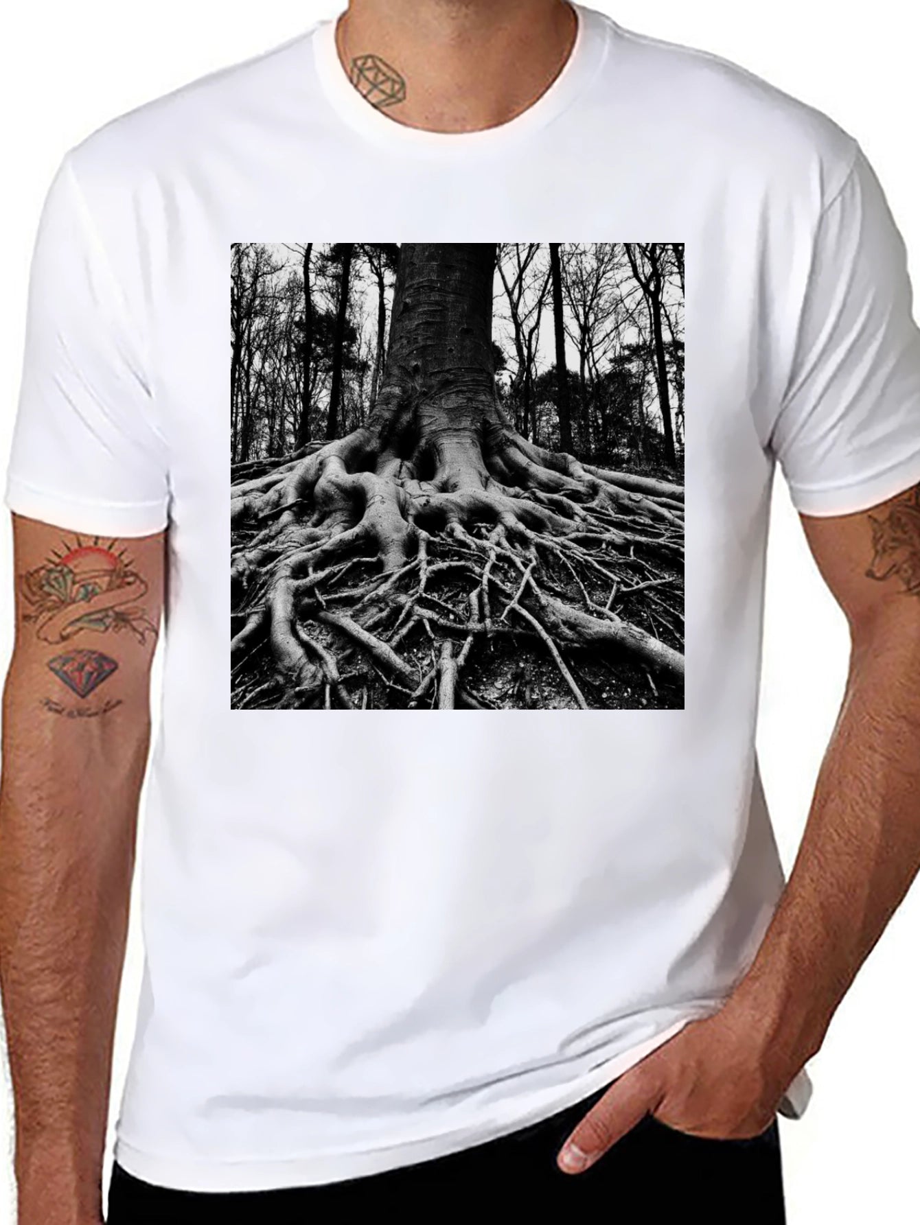 Black Tree Roots Graphic Tee