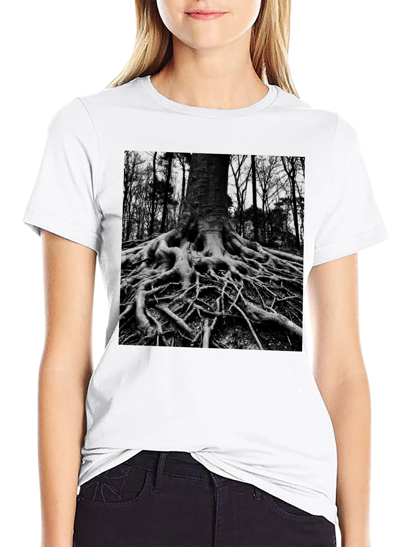 Black Tree Roots Graphic Tee