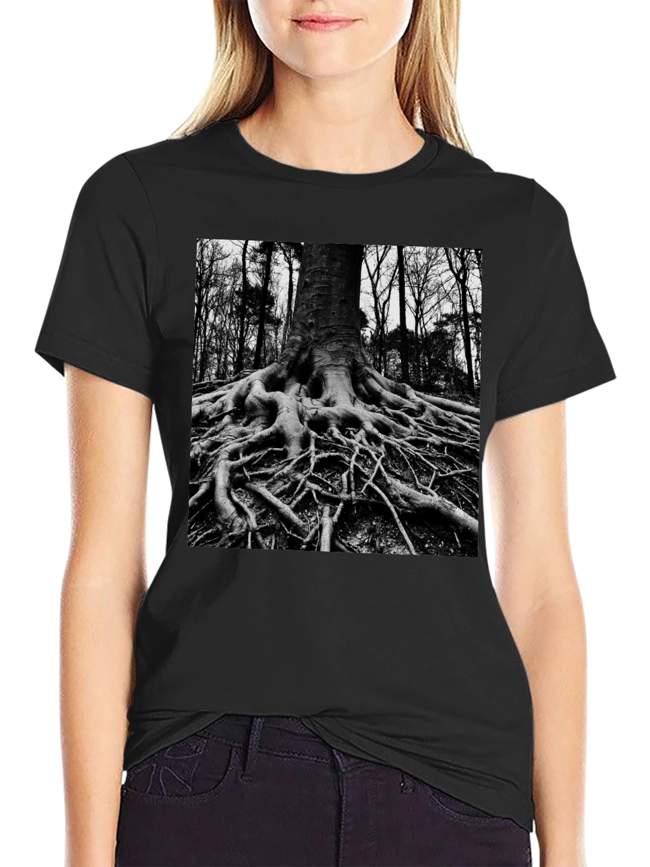 Black Tree Roots Graphic Tee