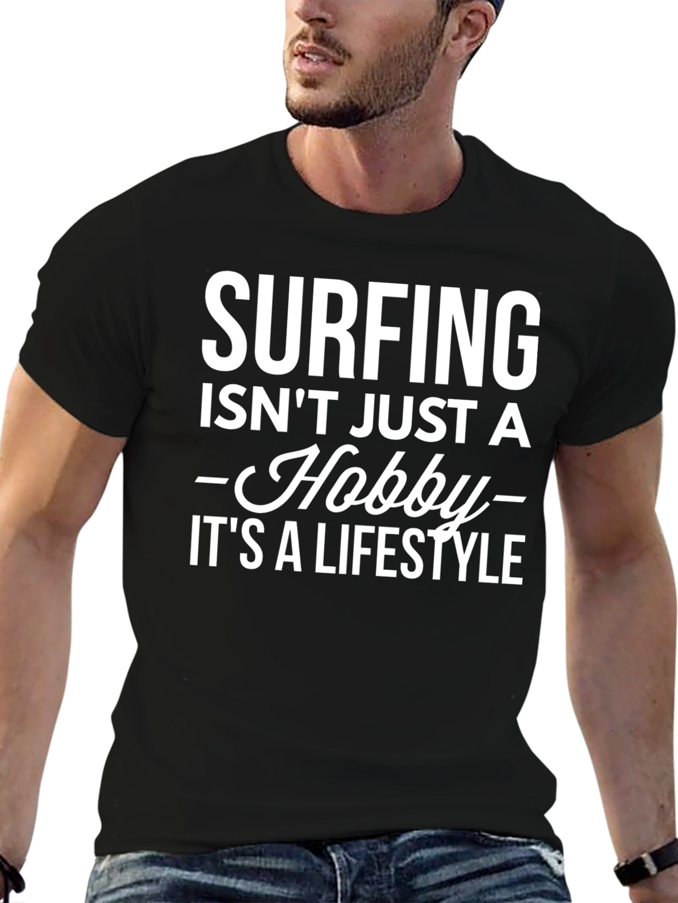 Surfing Lifestyle Tee | Black Graphic T-Shirt