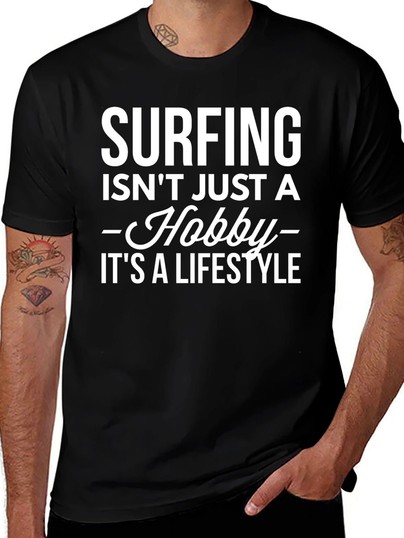 Surfing Lifestyle Tee | Black Graphic T-Shirt