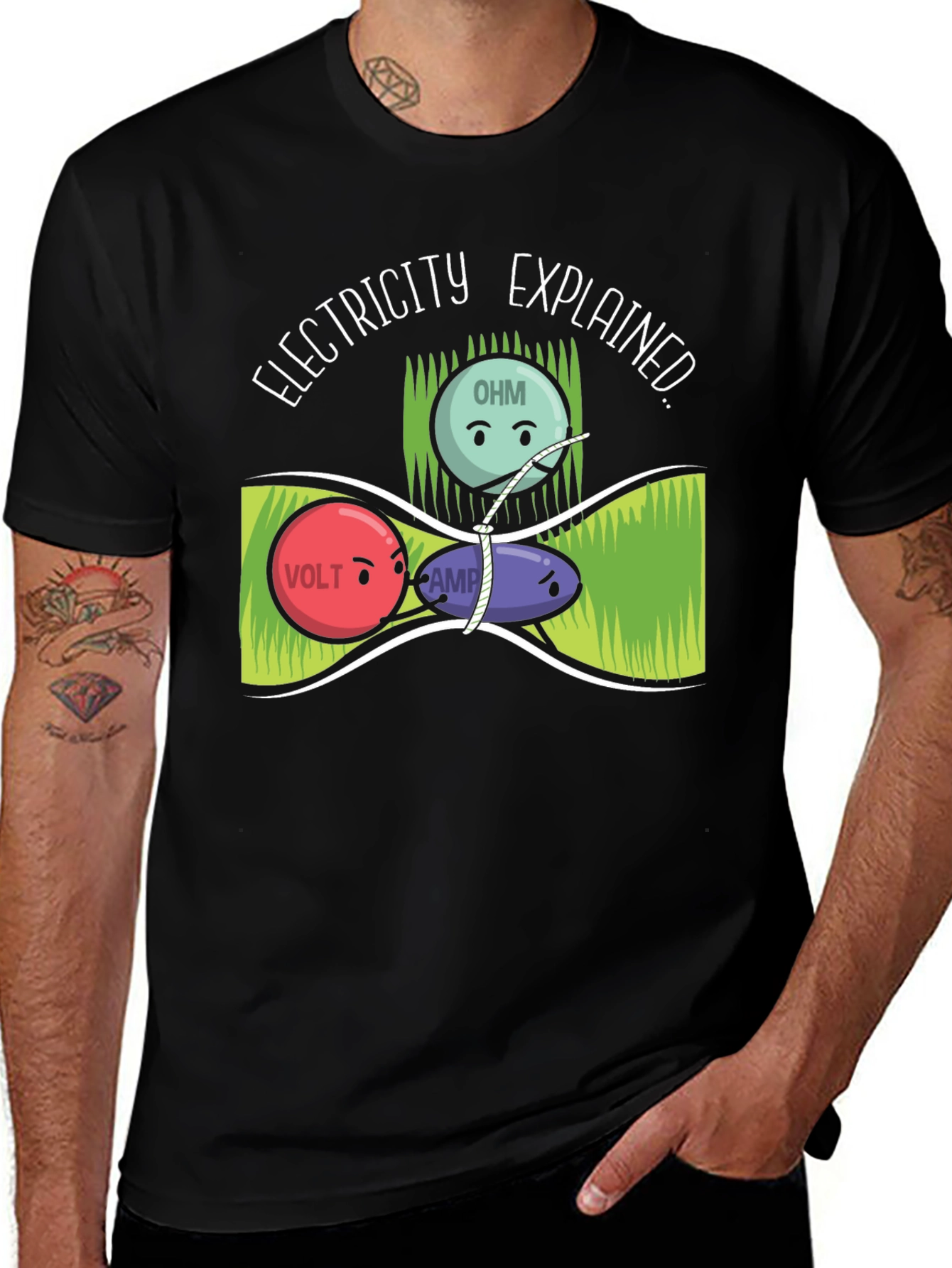 Electricity Explained T-Shirt Funny Science Geek Nerd Tee