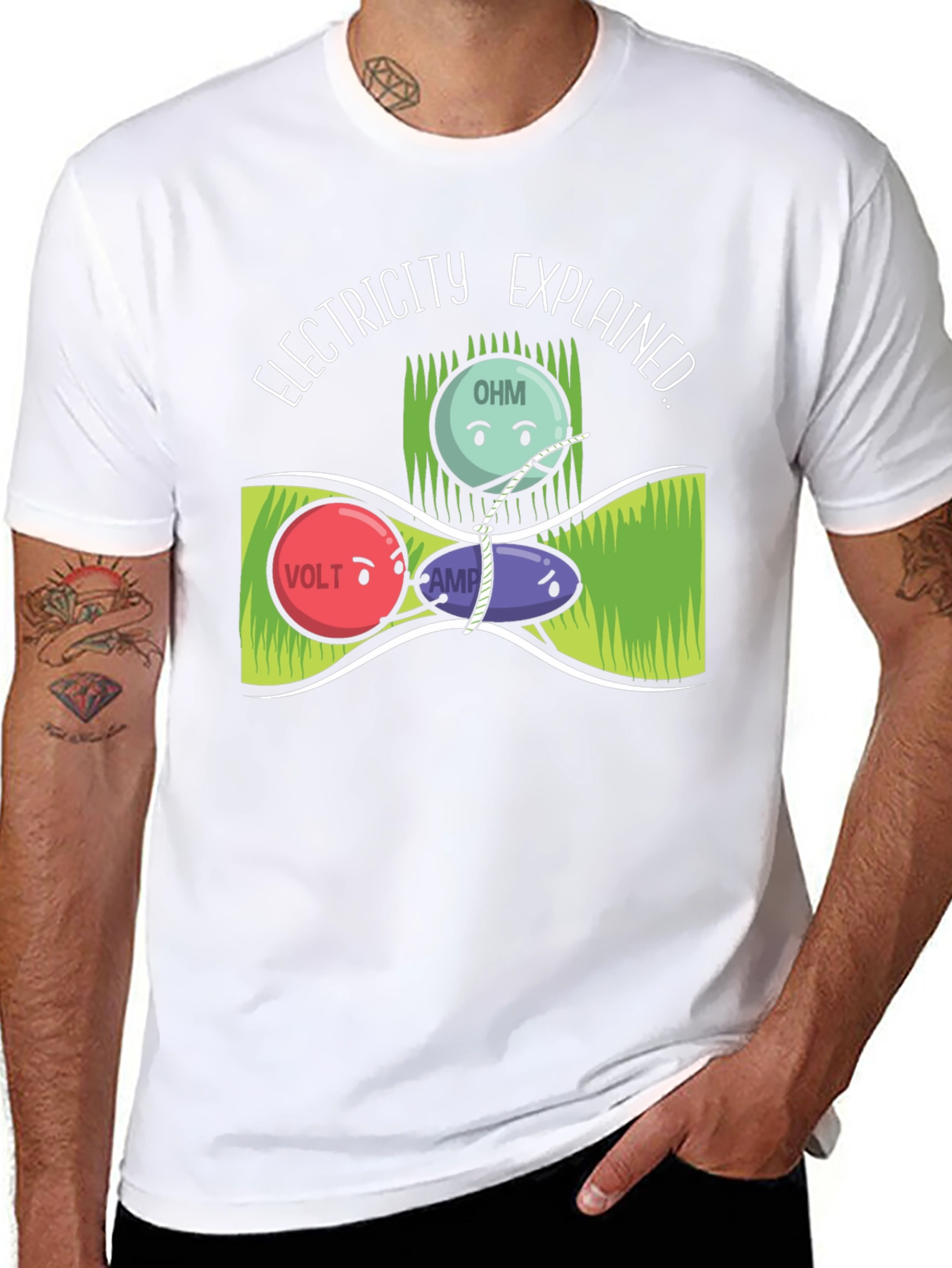 Electricity Explained T-Shirt Funny Science Geek Nerd Tee