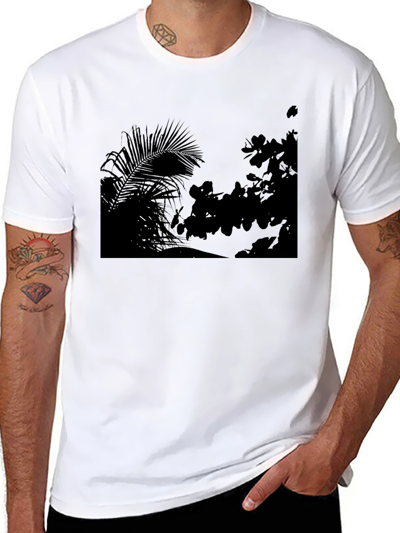 Silhouette Palms Tee - Modern Graphic Print T-Shirt