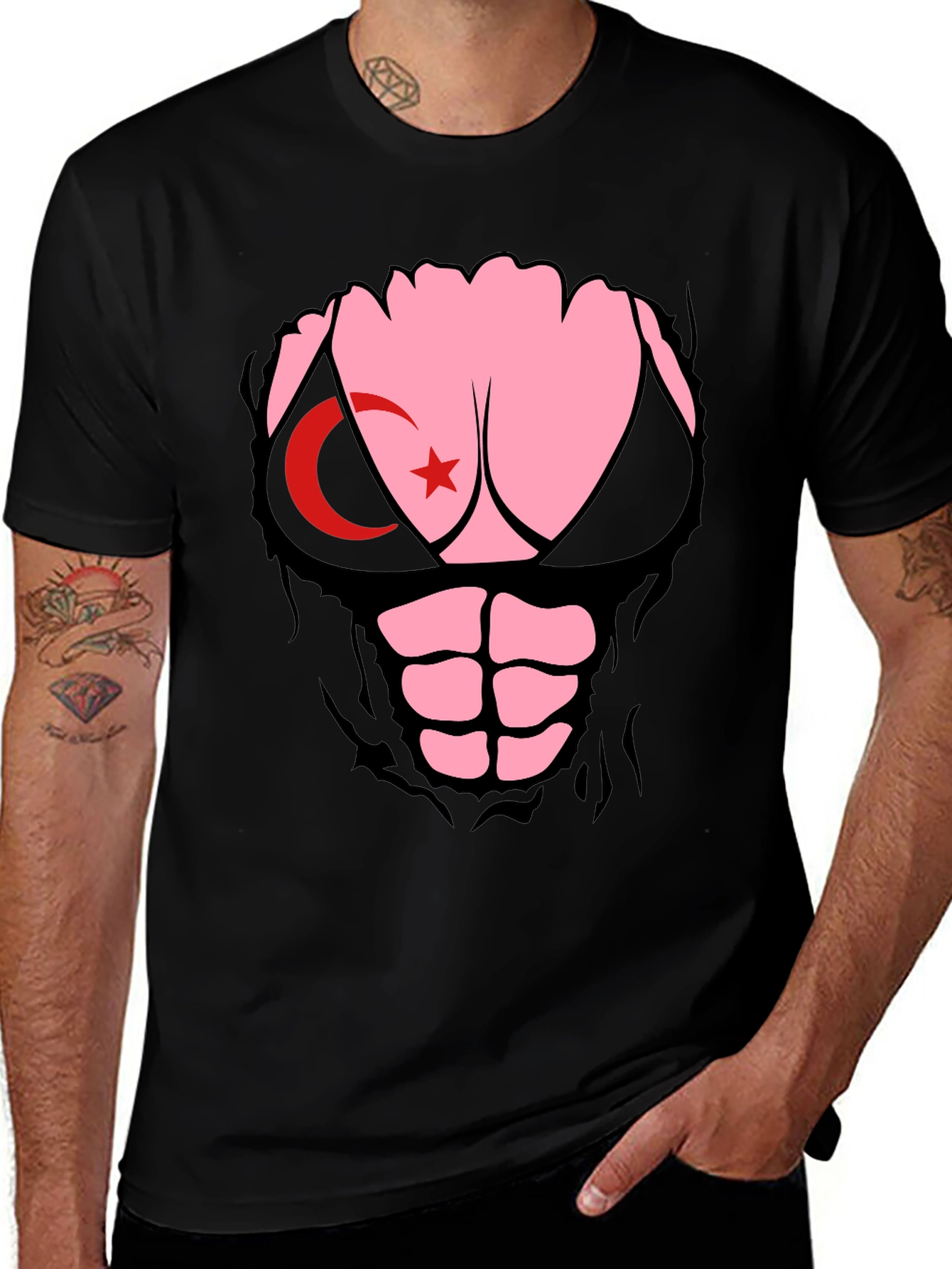 Funny Turkey Flag Ripped Muscle T-Shirt