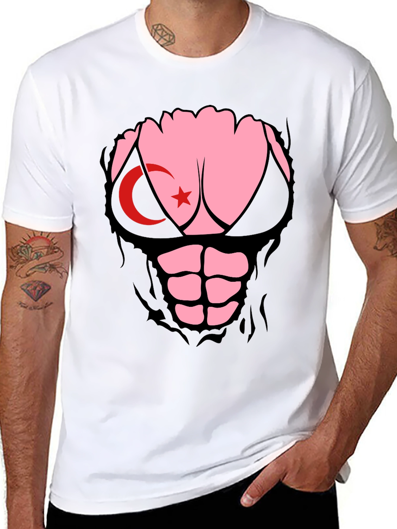 Funny Turkey Flag Ripped Muscle T-Shirt