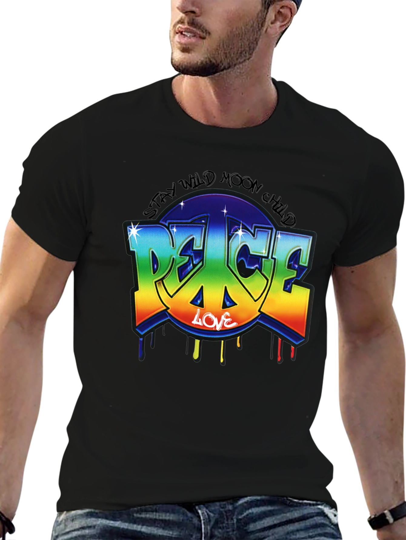 Peace Love Moon Child Graphic T-Shirt