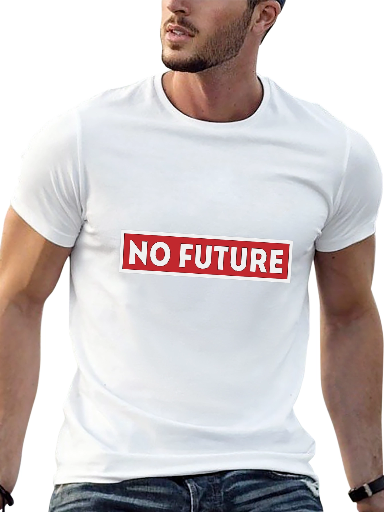 Edgy No Future Graphic Tee - Black