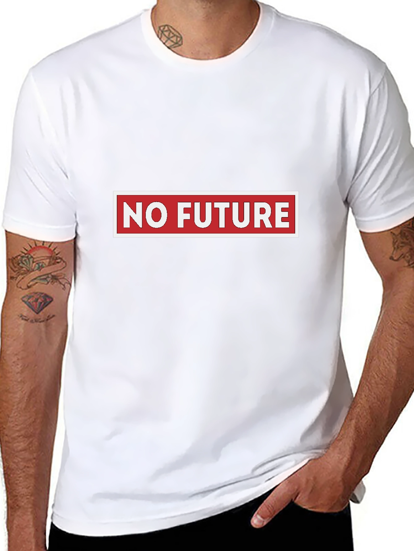 Edgy No Future Graphic Tee - Black