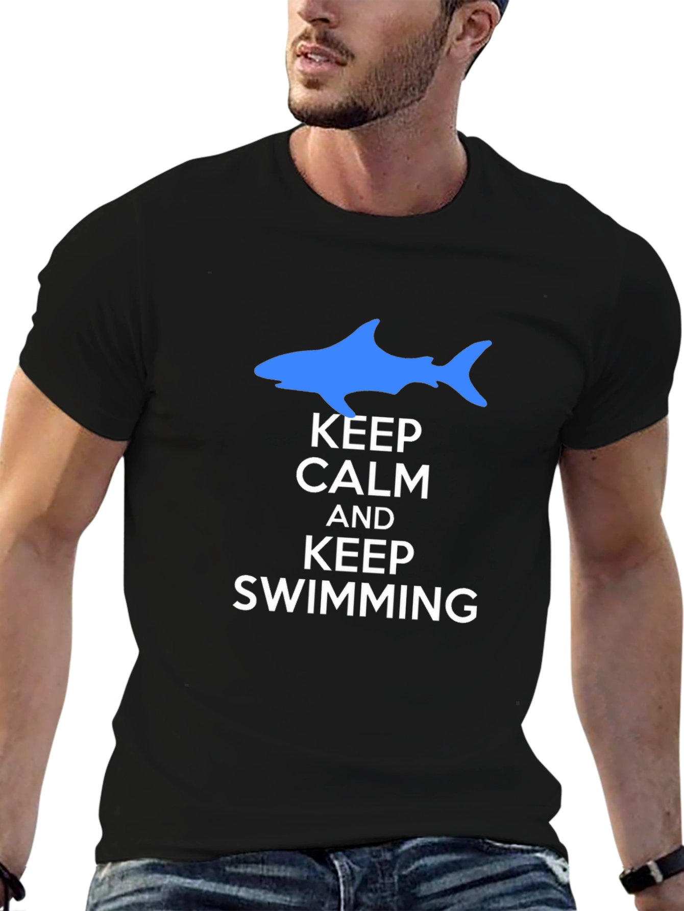 Keep Calm and Keep Swimming Black T-Shirt