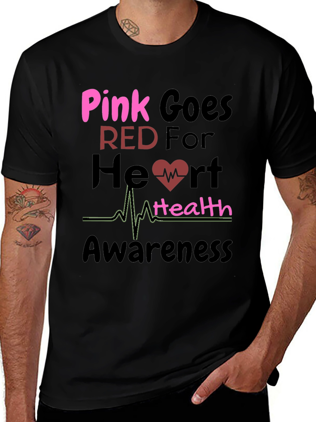 Pink Goes Red Heart Health Awareness T-Shirt