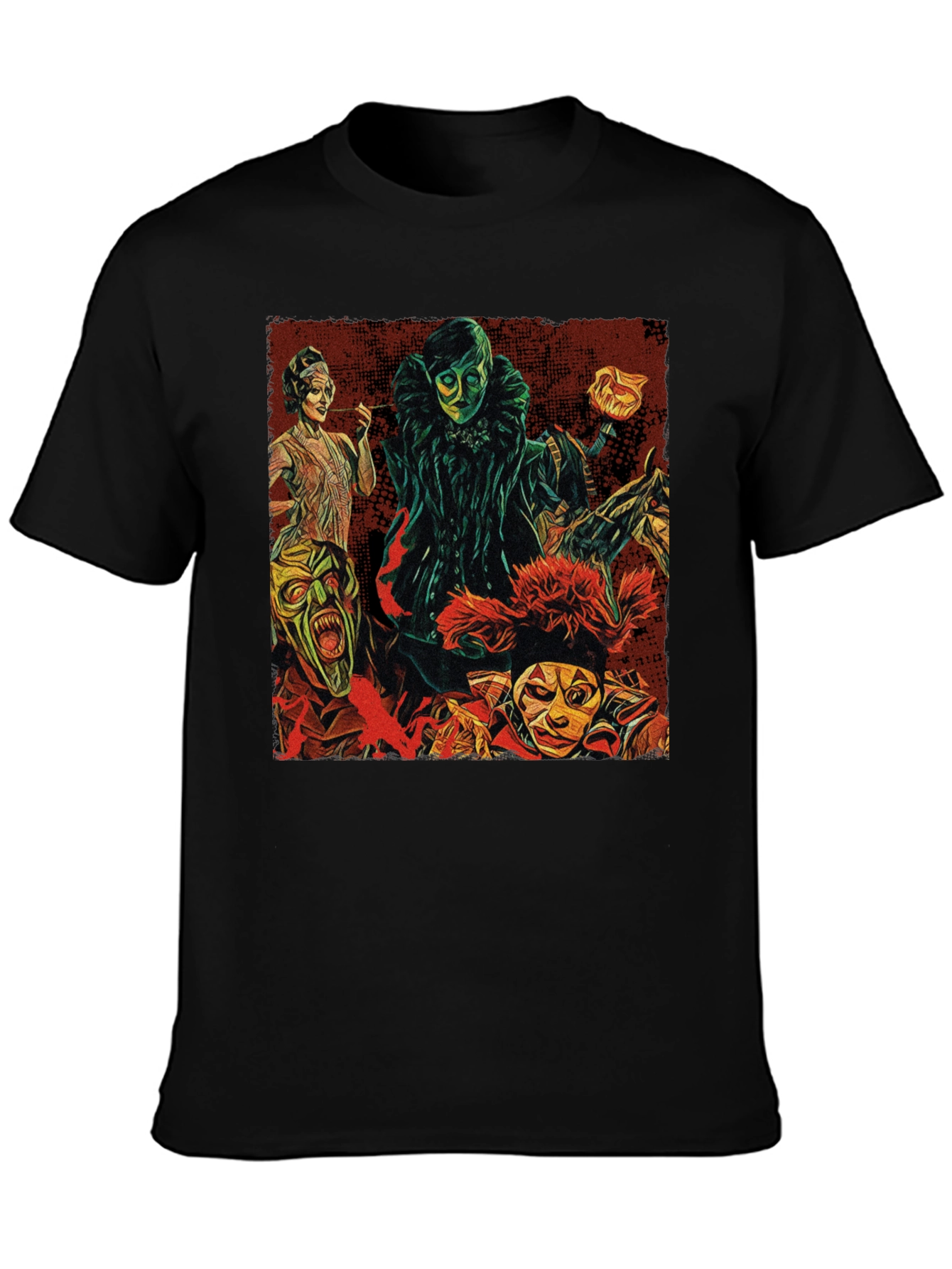 Theater Mask Graphic Tee - Bold Black Cotton