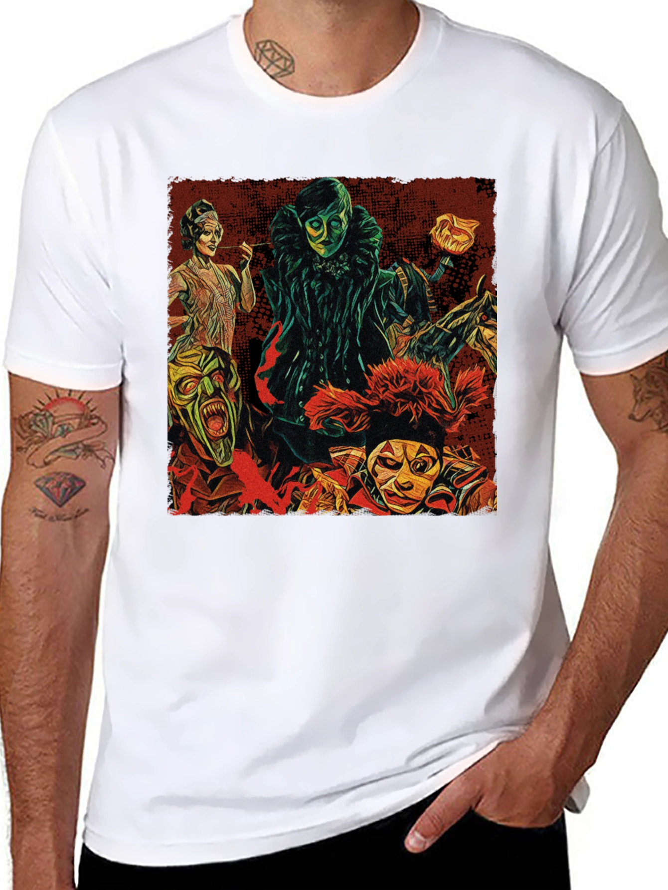 Theater Mask Graphic Tee - Bold Black Cotton