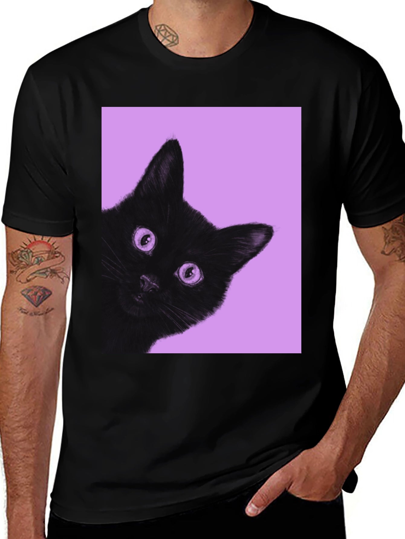 Black Cat Peek T-Shirt - Unisex Graphic Tee