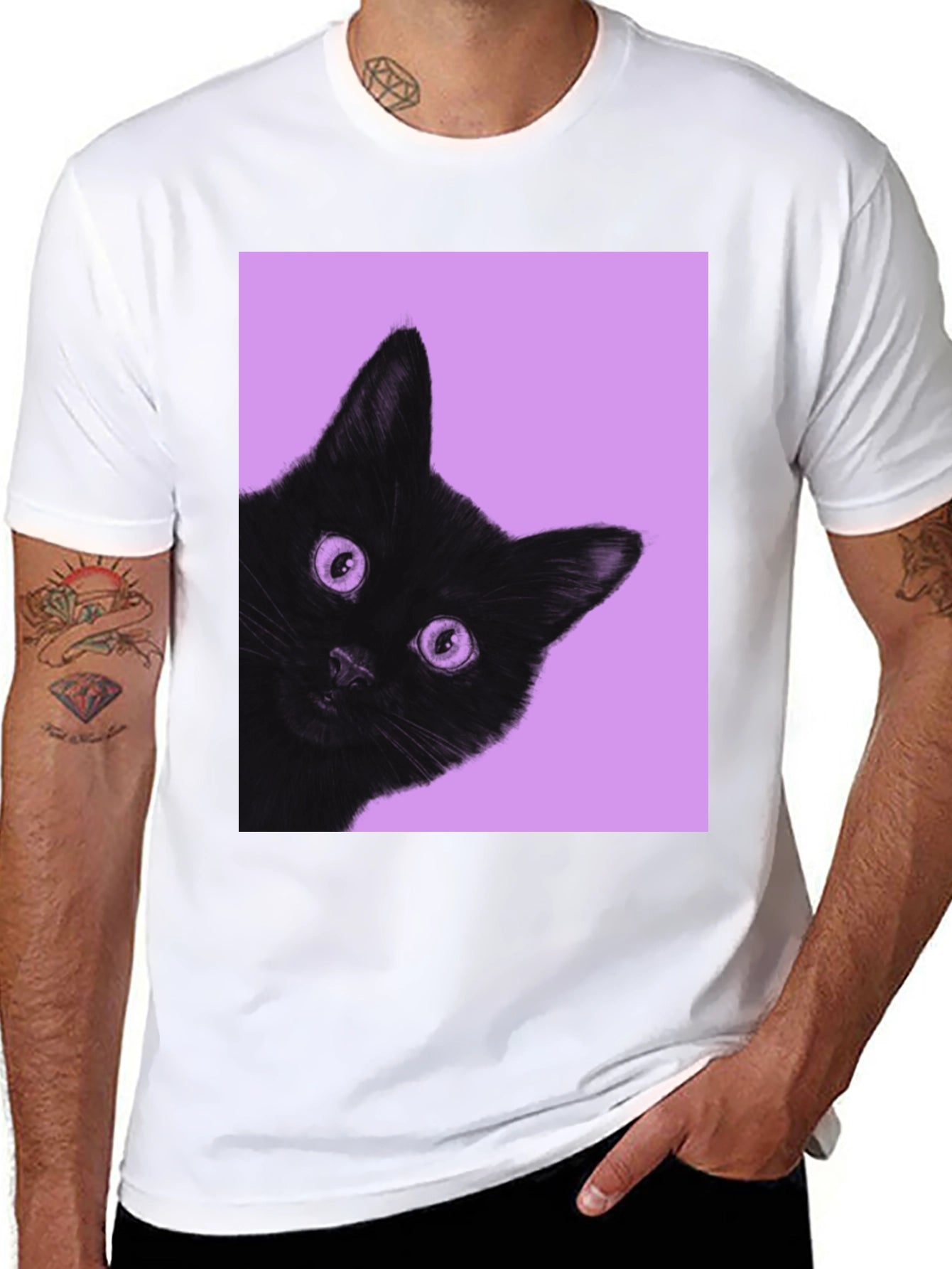 Black Cat Peek T-Shirt - Unisex Graphic Tee