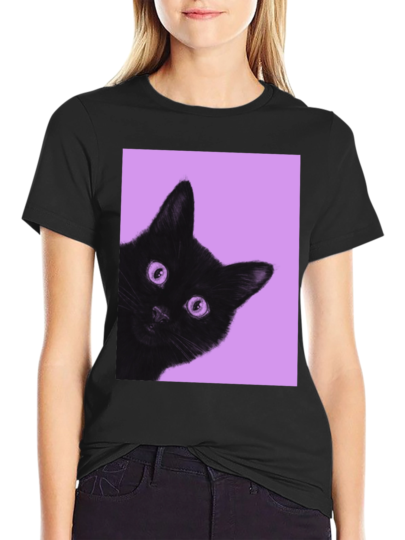 Black Cat Peek T-Shirt - Unisex Graphic Tee