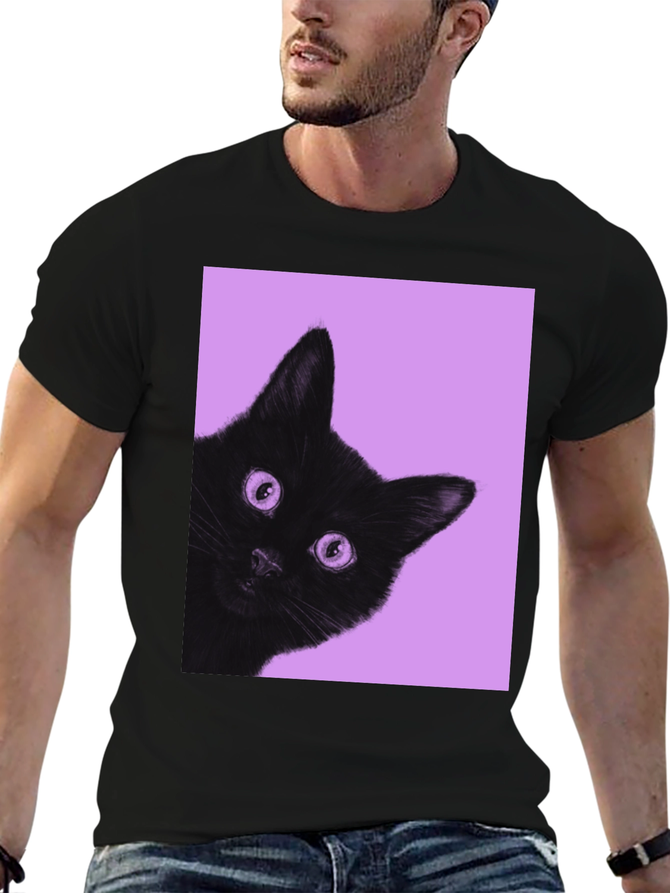 Black Cat Peek T-Shirt - Unisex Graphic Tee