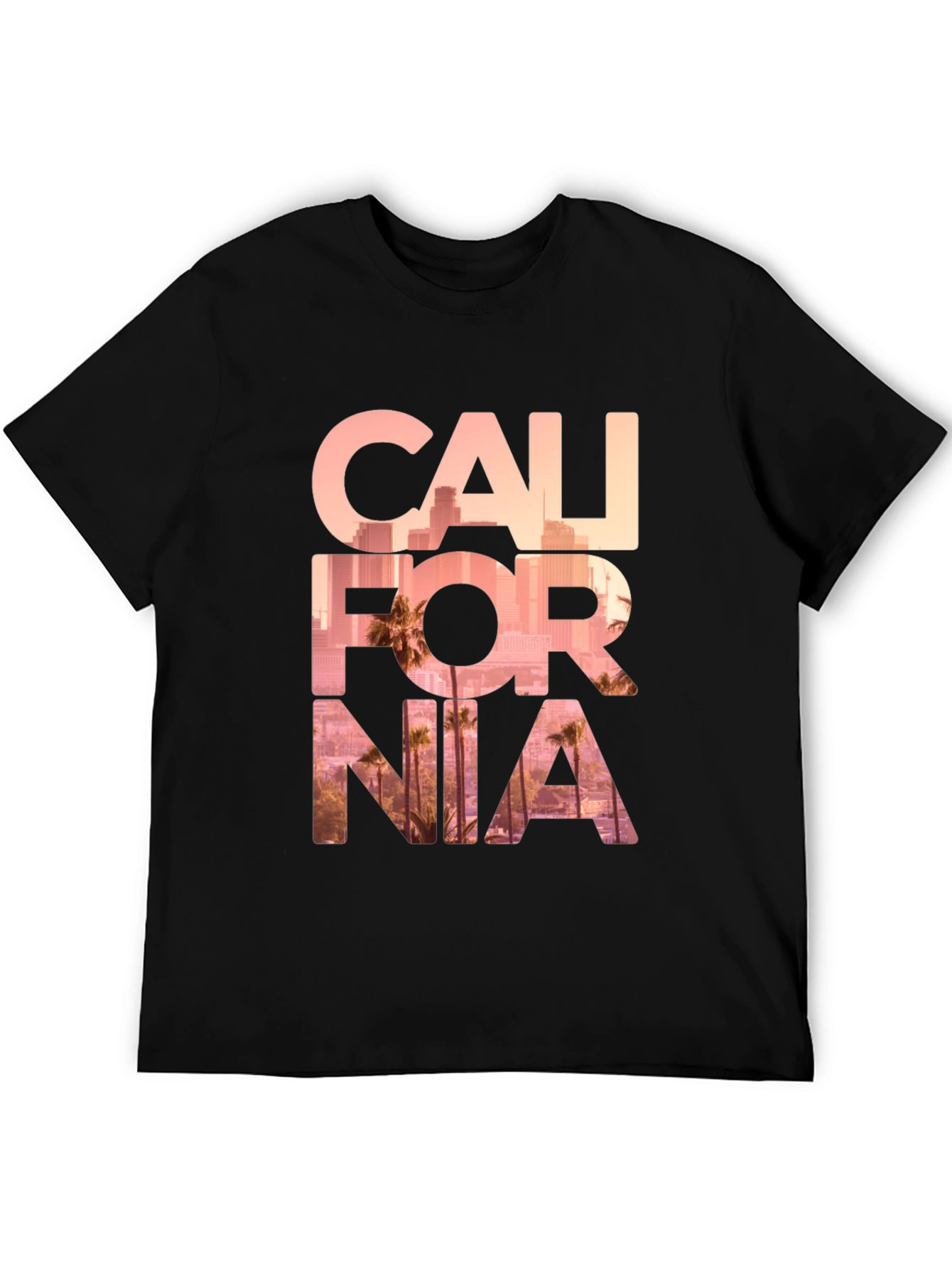 California Skyline Graphic Tee - Black Cotton T-Shirt