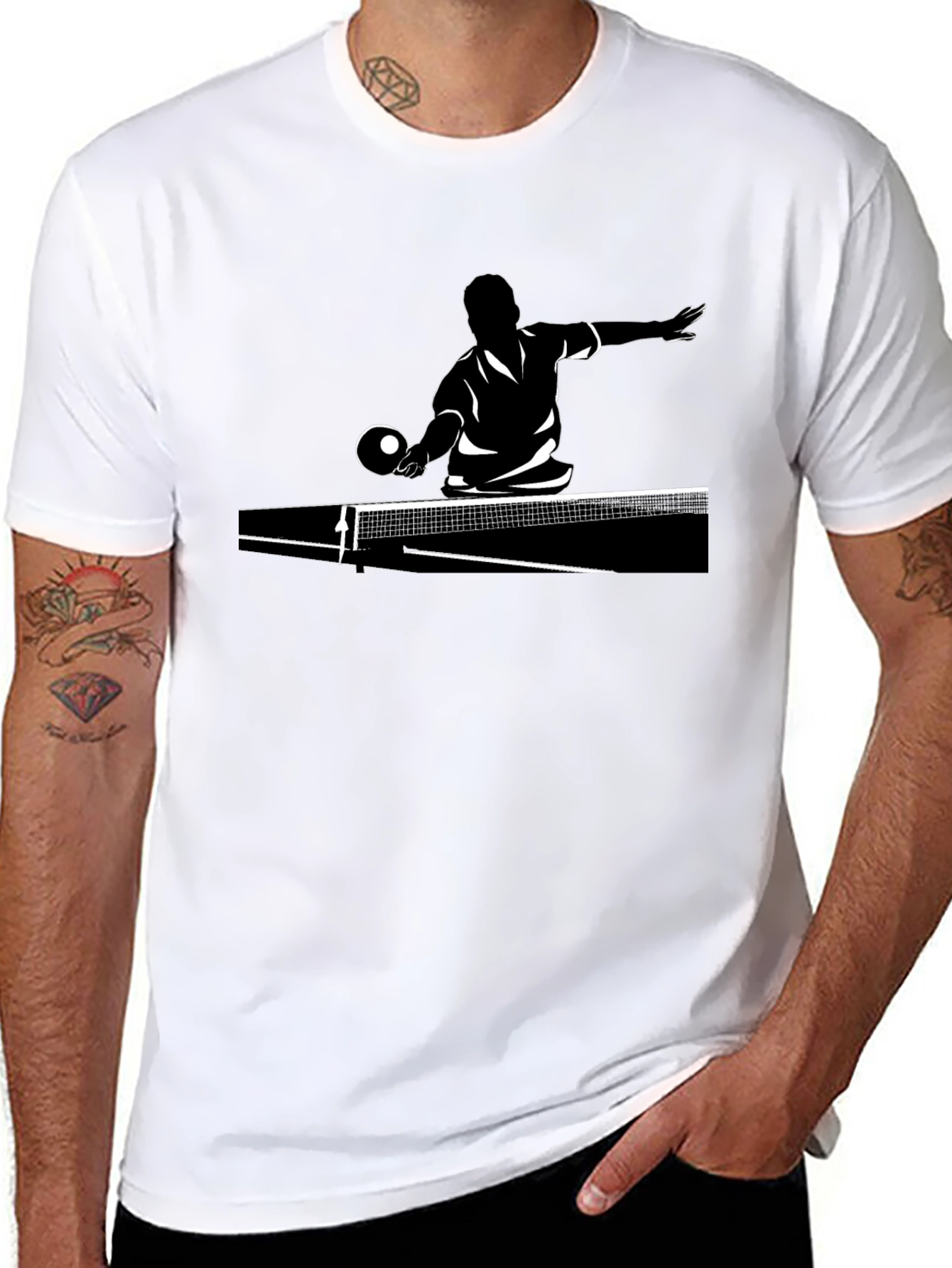 Ping Pong Player Graphic Tee - Black T-Shirt