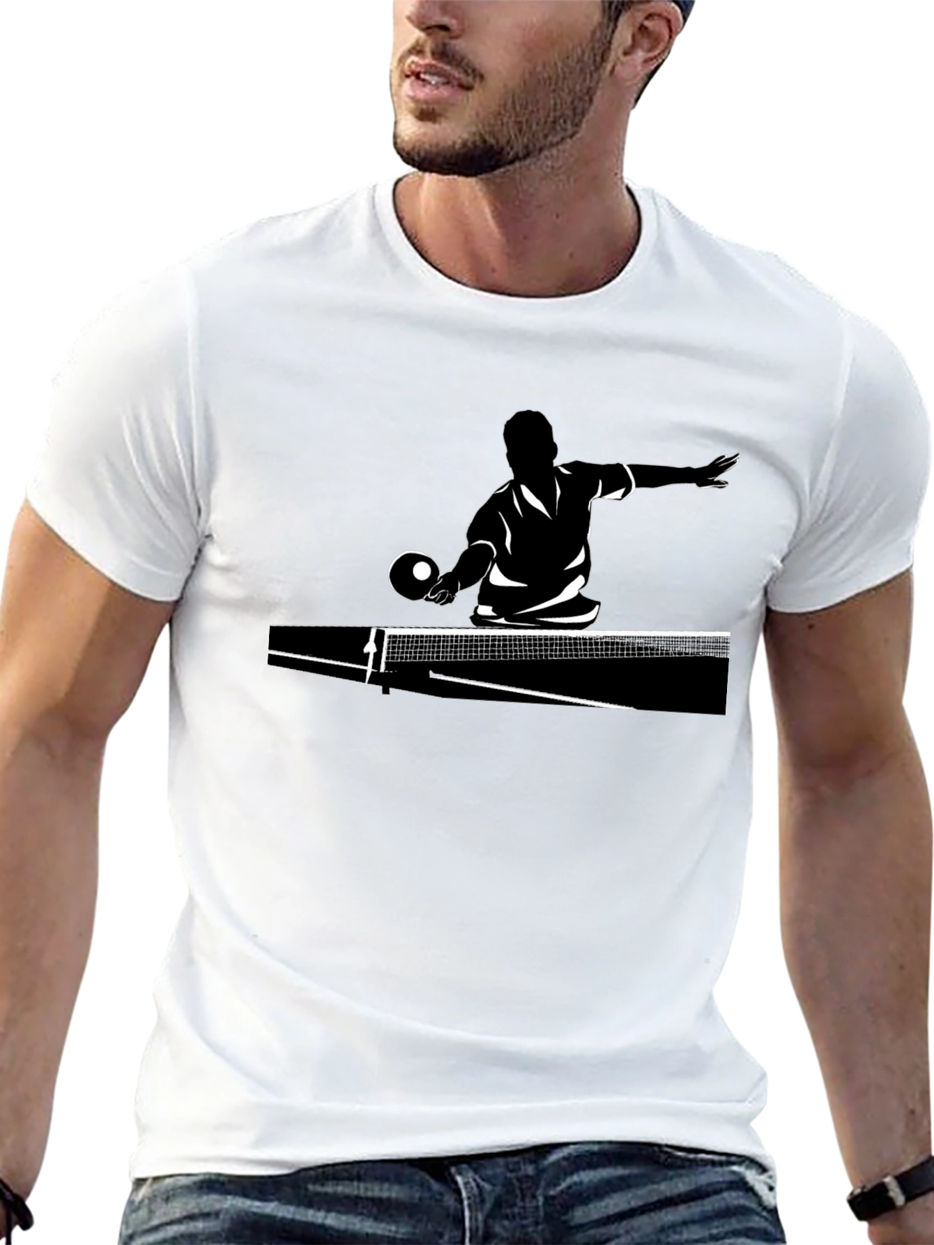 Ping Pong Player Graphic Tee - Black T-Shirt