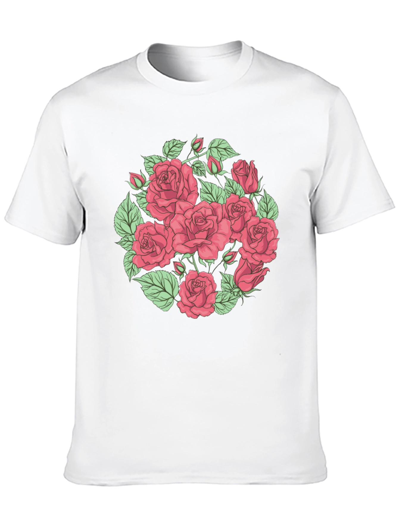 Floral Rose Print Black T-Shirt