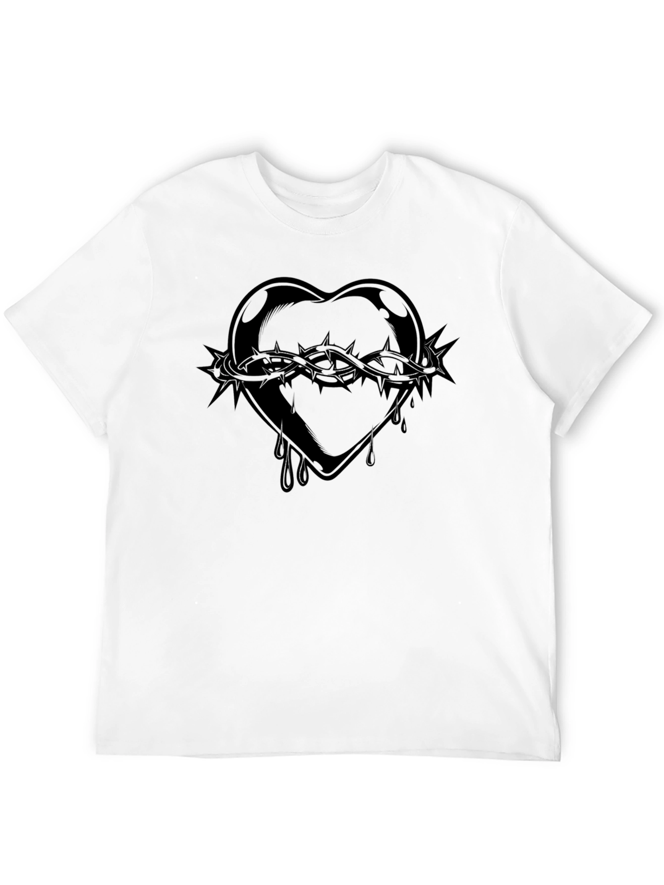 Edgy Heart of Thorns Graphic Black T-Shirt