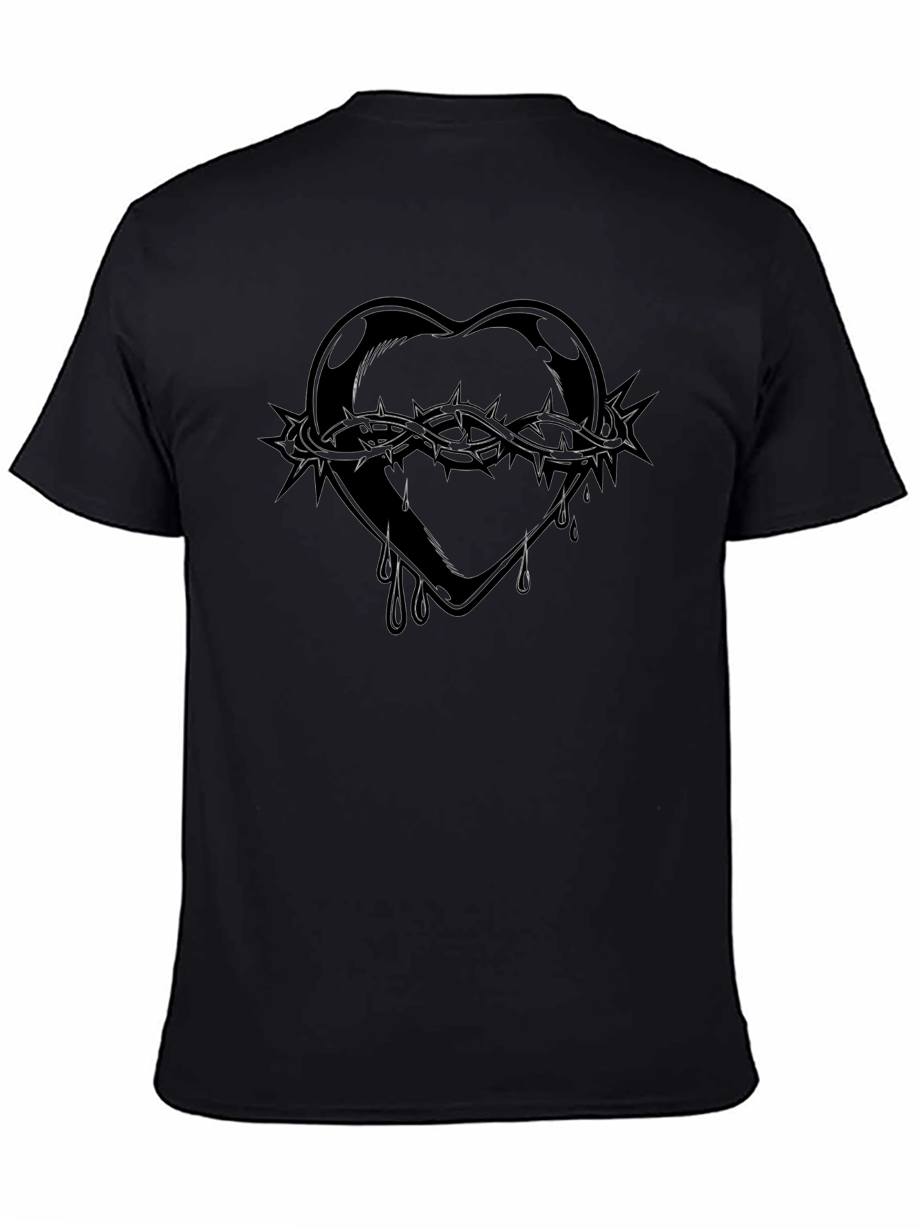 Edgy Heart of Thorns Graphic Black T-Shirt