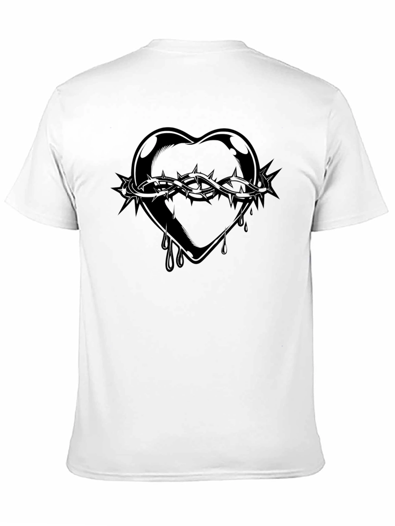 Edgy Heart of Thorns Graphic Black T-Shirt