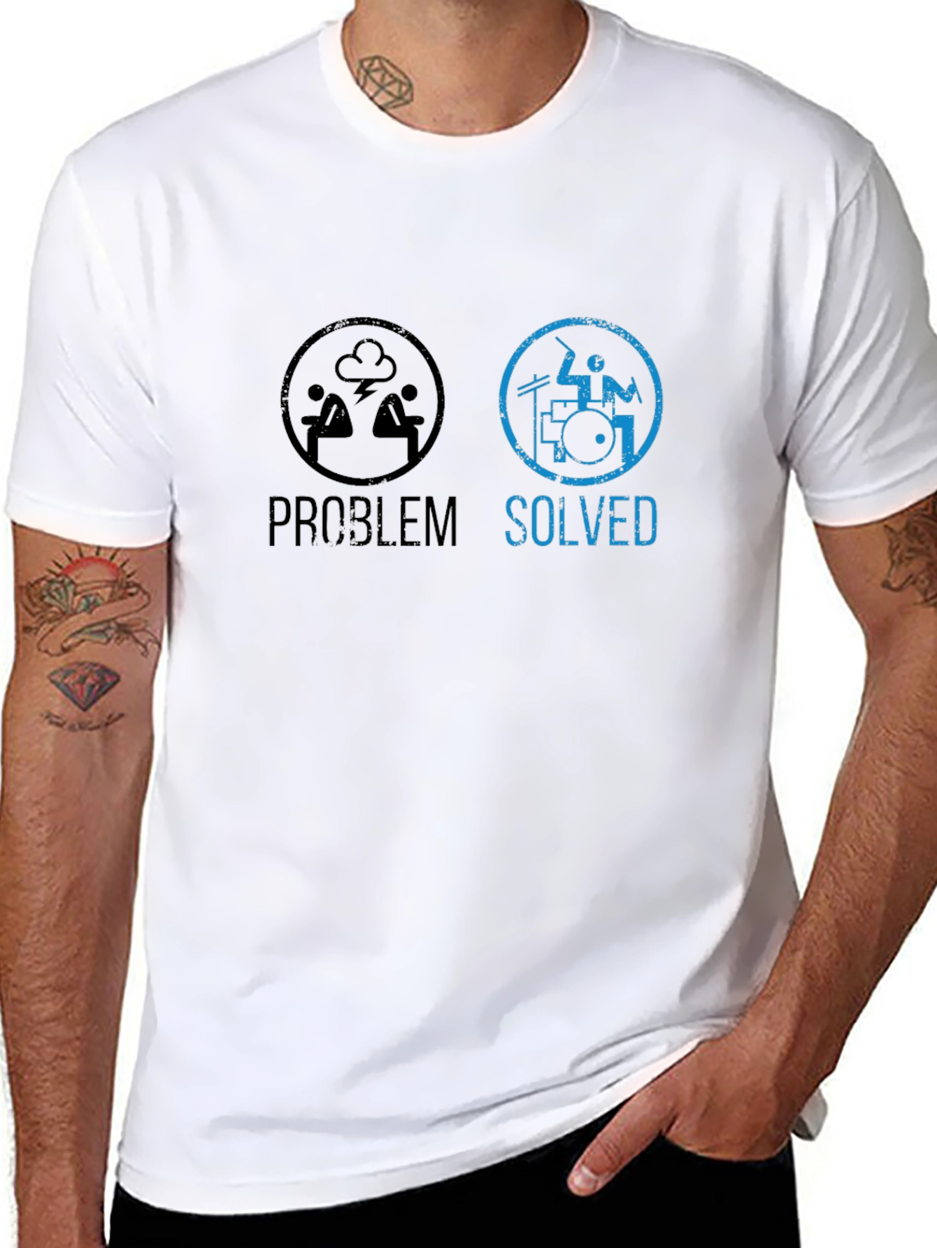Problem Solved Drummer T-Shirt - Music Lover Tee