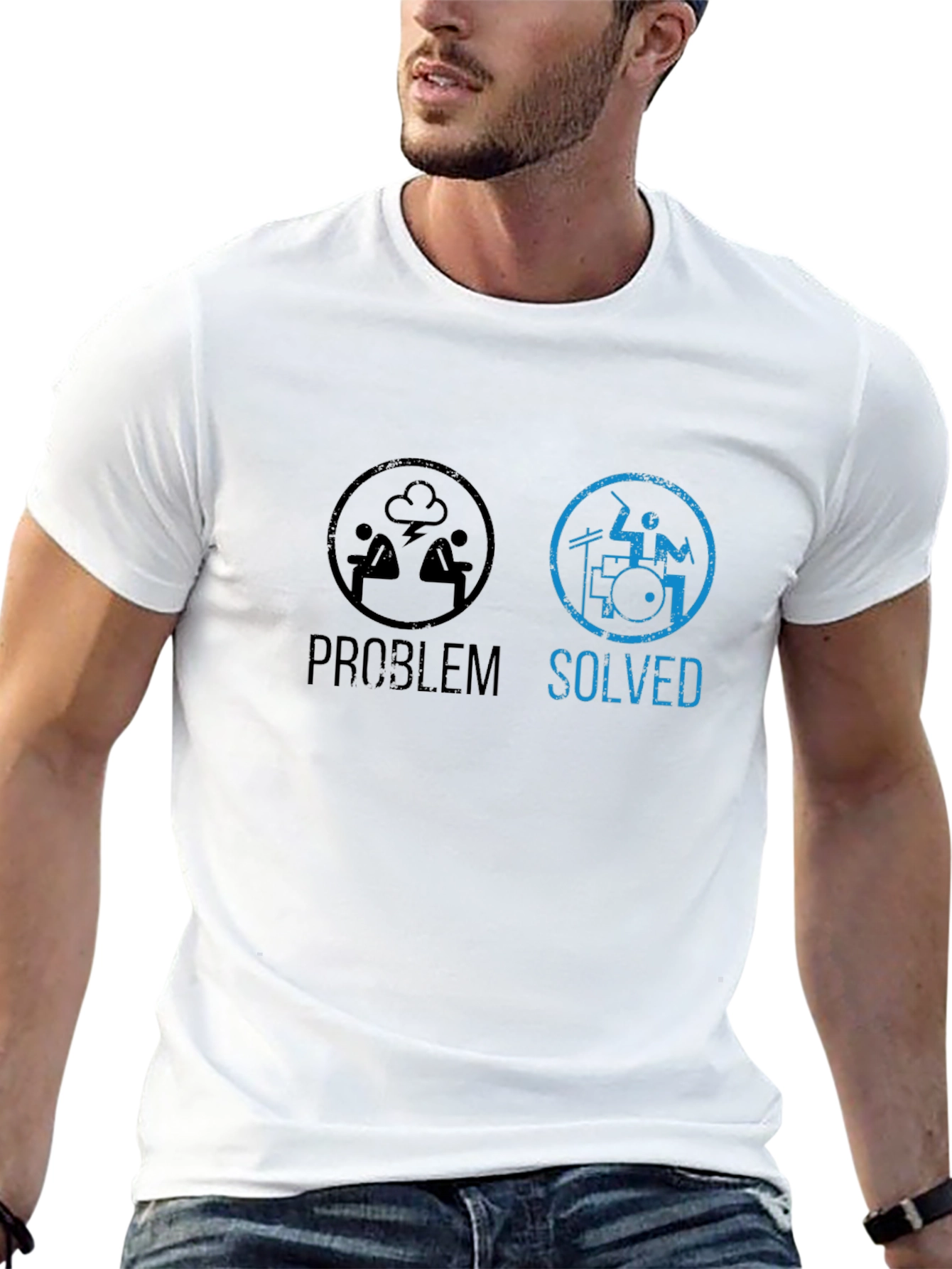 Problem Solved Drummer T-Shirt - Music Lover Tee