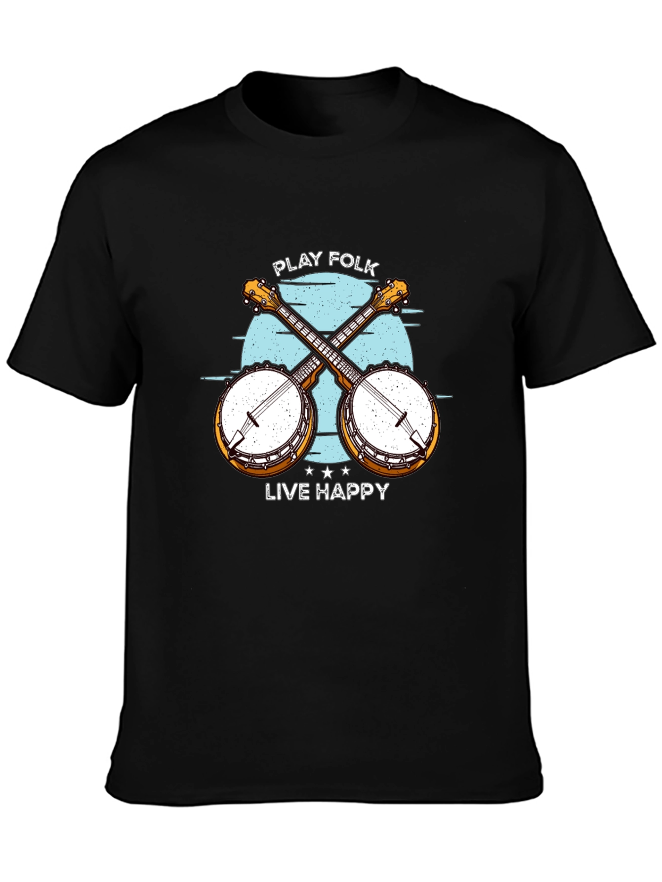 Play Folk Live Happy Banjo Graphic Tee