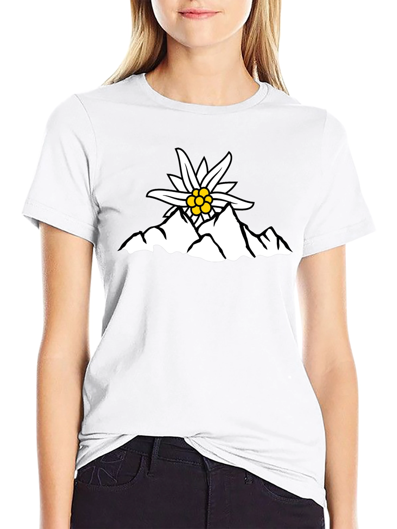 Edelweiss Mountain Graphic T-Shirt - Black