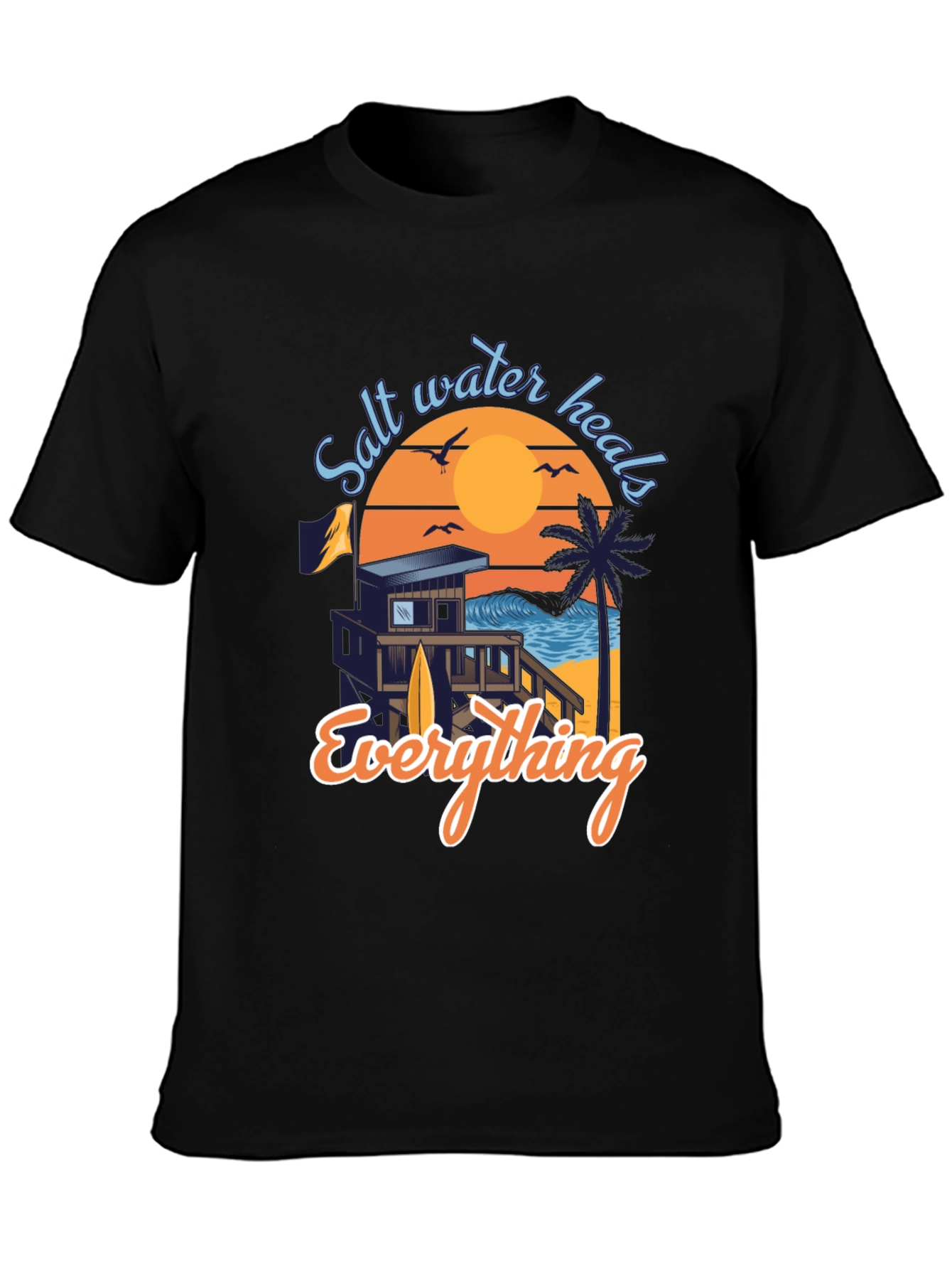 Salt Water Heals Everything Black Graphic Tee