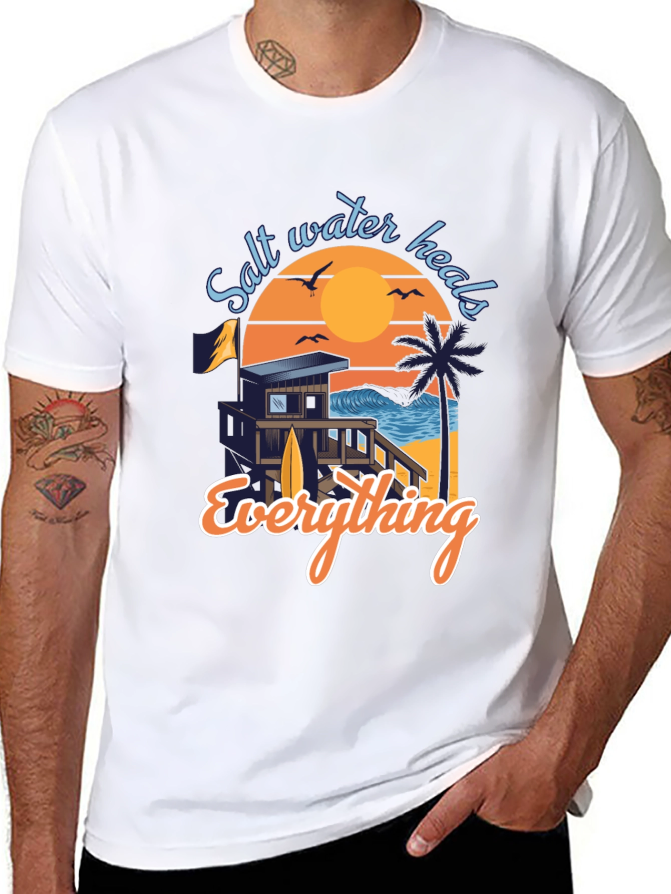Salt Water Heals Everything Black Graphic Tee