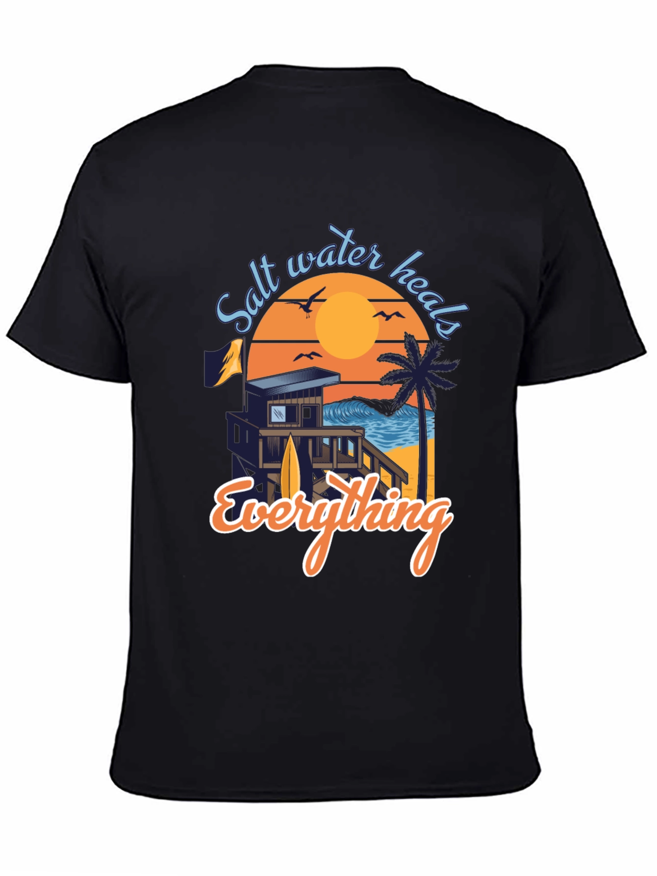 Salt Water Heals Everything Black Graphic Tee
