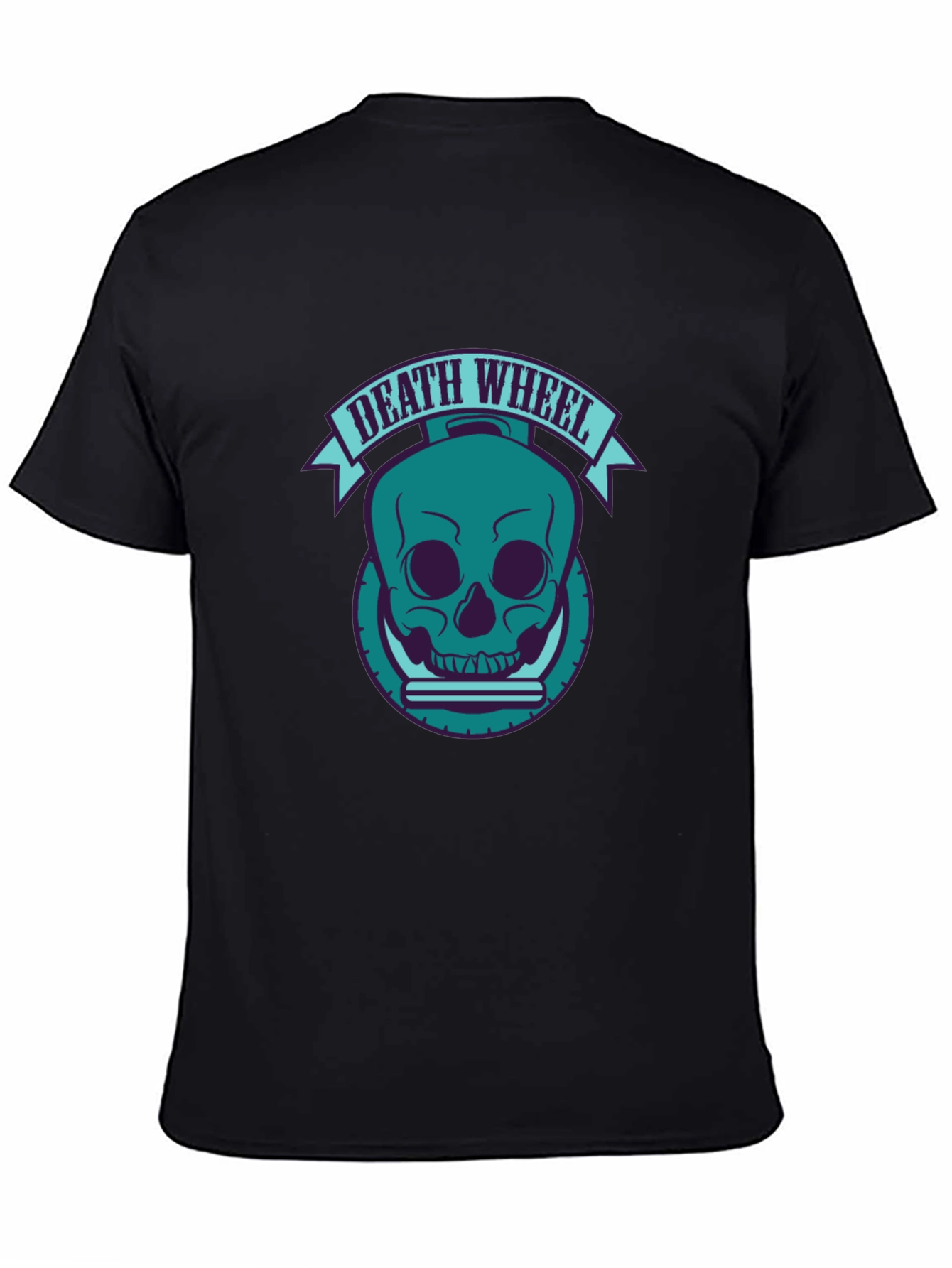 Death Wheel Skull Graphic Tee - Black
