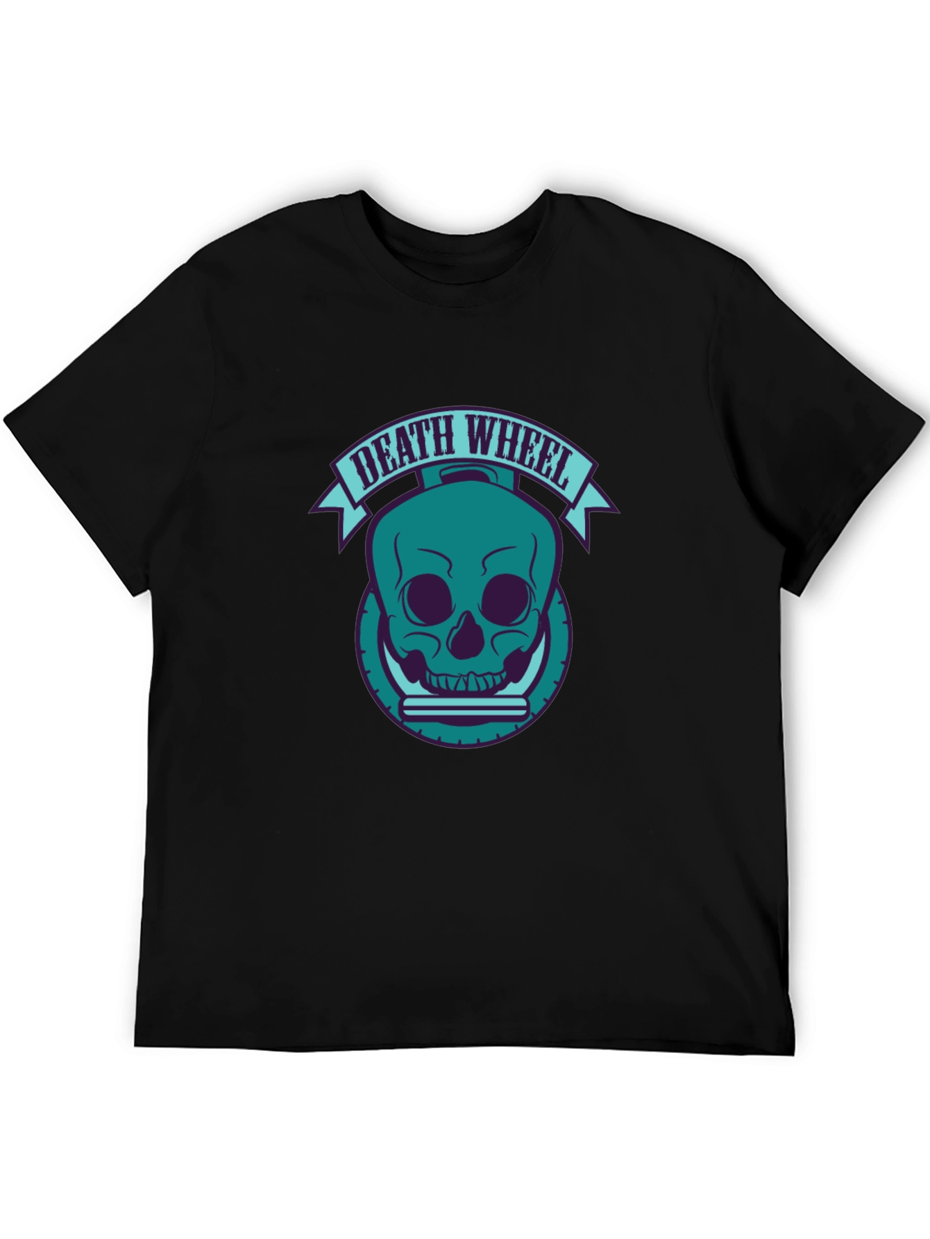 Death Wheel Skull Graphic Tee - Black